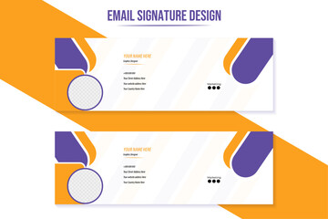 Modern creative business email signature template bundle, 02 in 1 pack and personal social media cover Premium Vector Elegant Corporate Minimal email signature Flat Mail template.
