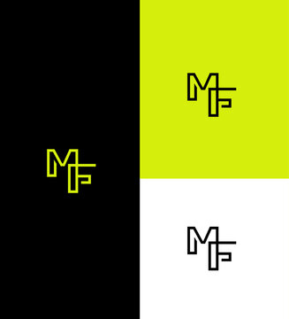 MF Monogram Logo Design Black, White, and Yellow