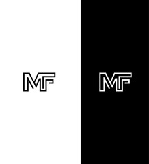 Modern Minimalist MF Monogram Logo Design, Black White © JustPrint