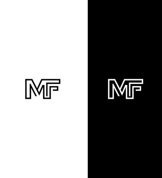 Modern Minimalist MF Monogram Logo Design, Black White