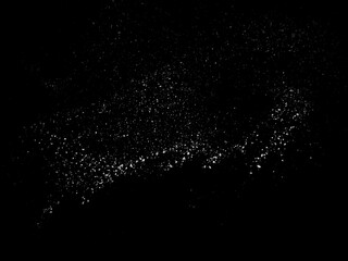 White powder or flour splash isolated on black background freeze stop motion object design. Design element for kitchen, bakery, advertising, Powder sugar explosion or splash png, falling flour, salt.