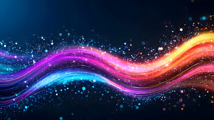 Abstract Colorful Glowing Waves Background