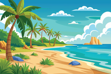 Obraz premium Dreamy Beach Vector Illustration