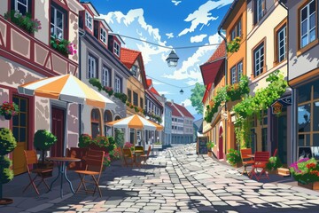 Fototapeta premium Charming Cobblestone Street Scene