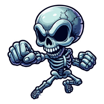 recommend clip art: Cartoon Skeleton Character in Action
