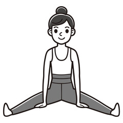 Asian Woman Character Stretching Legs Exercise