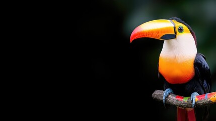 Naklejka premium Colorful toucan perched on a branch