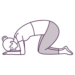 Brunette Woman Practicing Yoga Pose on Knees with Transparent Background Design
