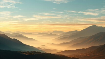 Golden sunrise over majestic peaks, symbolizing resilience and personal growth