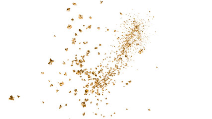光り輝く金の粒子が飛び散るイラスト　背景透過