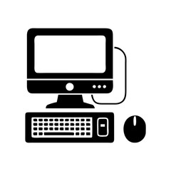 desktop computer icon, desktop computer silhouette vector illustration-simple silhouette illustration of desktop computer, perfect for desktop computer logos and icons