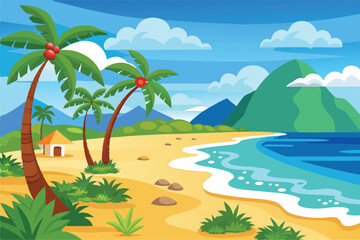 Obraz premium Sunny Beach Vector Scene