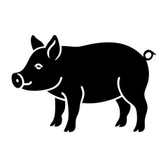 pig icon, pig silhouette vector illustration-simple silhouette illustration of pig, perfect for pig logos and icons