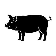 pig icon, pig silhouette vector illustration-simple silhouette illustration of pig, perfect for pig logos and icons
