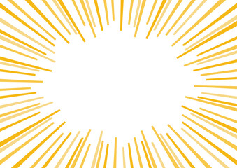 イエローのポップでおしゃれな集中線のベクター背景フレーム素材