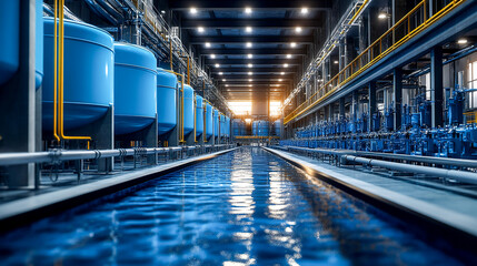 Fototapeta premium Water tanks and reverse osmosis equipment in a desalination plant