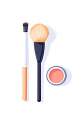 Makeup Brushes and Blush for Fashion and Beauty Applications