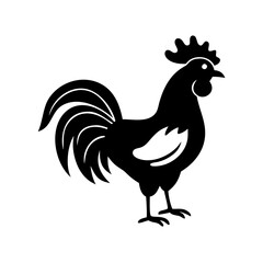 rooster icon, rooster silhouette vector illustration-simple silhouette illustration of rooster, perfect for rooster logos and icons