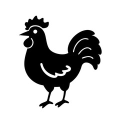 rooster icon, rooster silhouette vector illustration-simple silhouette illustration of rooster, perfect for rooster logos and icons