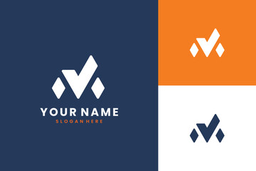 Abstract letter M logo design. Linear creative monochrome monogram. M with check mark logo concept.  © UltraXD