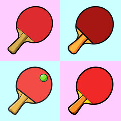 Stylized Table Tennis Paddles in Four Color Block Layout Design