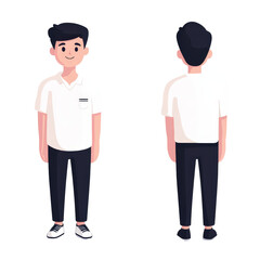 Young Male Character with Casual Outfit and Simple Expression Design