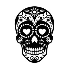 Sugar skull day of the dead dia de los muertos mexican skull halloween skull art black skull vector
