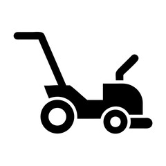 Lawn mower grass cutting machine garden equipment landscaping tool lawncare gardening icon vector art