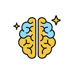 symmetrical brain sparkles on white background