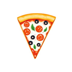 Delicious Slice of Pepperoni Pizza with Olives and Fresh Basil