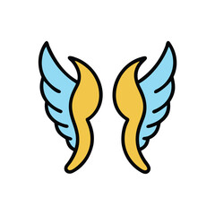 Obraz premium tall curved angelic wings elegant majestic on white background