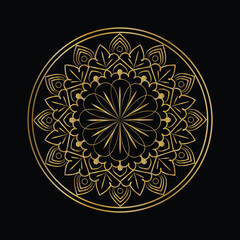 Decorative mandala on dark black background