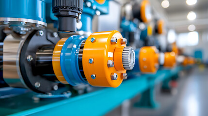 Obraz premium Optimizing plastic production long extrusion line for rods manufacturing facility industrial equipment modern environment close-up view efficiency focus