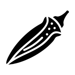okra pod icon, okra pod silhouette vector illustration-simple silhouette illustration of okra pod, perfect for okra pod logos and icons