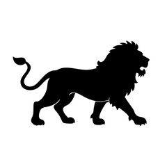 Lion silhouette vector illustration of a majestic animal with a powerful roar and mane design art