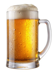 Refreshing mug of light golden beer with a thick foamy head