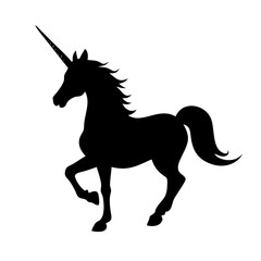Unicorn silhouette mythical creature horse fantasy magic fairytale animal horned beast design art vector