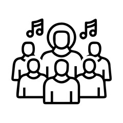 Choir singing group vector icon illustration of musical performance and community harmony design