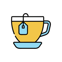 Obraz premium tea cup tea bag tag on white background