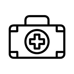 First aid kit medical bag emergency healthcare health equipment cross symbol outline icon vector
