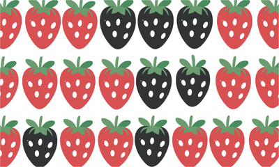 Modern flat vector illustration of strawberries in a row, easily eatable.