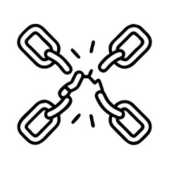Broken chain illustration vector graphic for freedom concept, security and strength design element. 90