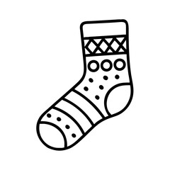 Christmas stocking vector icon holiday sock with pattern winter season apparel design element