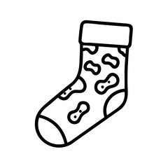 Cow print sock vector graphic christmas holiday stocking illustration doodle outline design element art