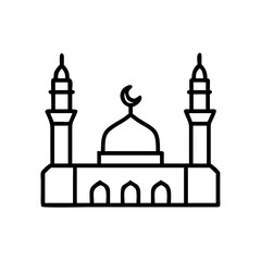 Mosque vector illustration islamic architecture building with crescent moon and towers icon design