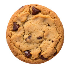 Chocolate chip cookie isolated on transparent background