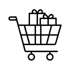Shopping cart with gifts vector illustration for online store retail and christmas sales event © IsratJahan