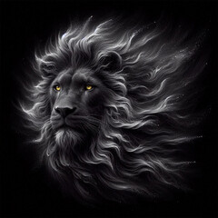 lion head on black background
