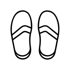 Vector outline drawing of flip flops summer footwear beach sandals shoes for vacation and travel