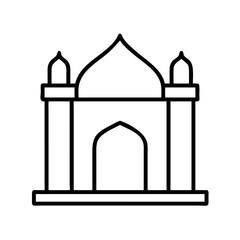 Outline mosque vector drawing: islamic architecture, eid mubarak, ramadan kareem, muslim building